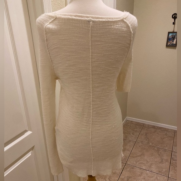 Size L Free People Beige button down sheer sweater - Picture 4 of 5